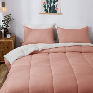 Edredón Acolchado reversible cuadros Palo Rosa / Perla